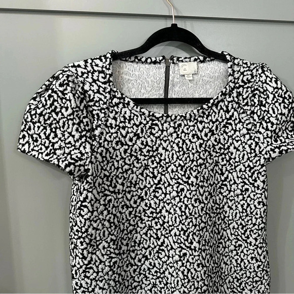 Anthropologie Postmark Leopard Black and White Trace Jacquard Top Size Small - Picture 2 of 5